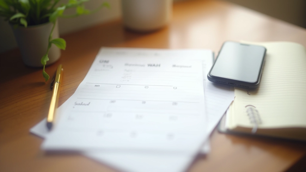 Verschiedene Tracking-Methoden nebeneinander: Kalender, Notizbuch und digitale App auf einem Schreibtisch